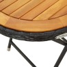 Table à thé Noir 60 cm Résine tressée et bois d'acacia solide 