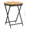 Table à thé Noir 60 cm Résine tressée et bois d'acacia solide 