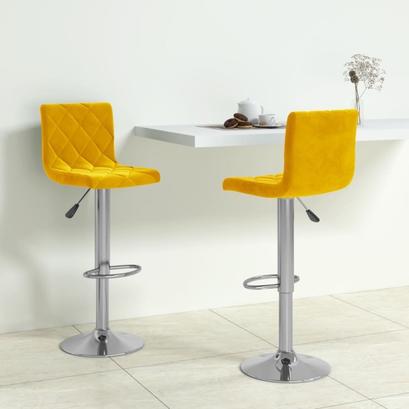 Tabourets de bar lot de 2 jaune moutarde velours Tabourets de bar lot de 2 jaune moutarde velours