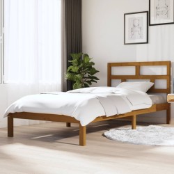 Cadre de lit sans matelas marron miel bois massif 100x200 cm 