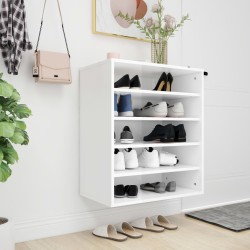 Armoire à chaussures Blanc brillant 60x35x70 cm Aggloméré 