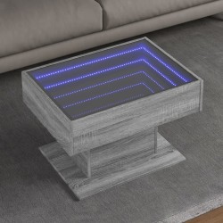 Table basse avec LED sonoma gris 70x50x45 cm bois d'ingénierie 