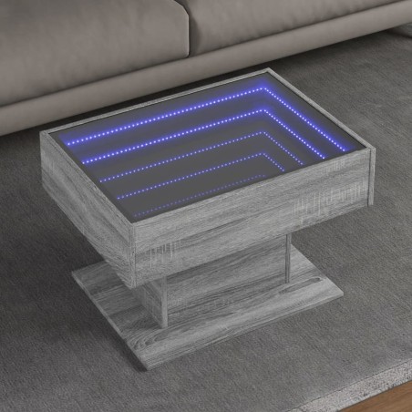 Table basse avec LED sonoma gris 70x50x45 cm bois d'ingénierie 