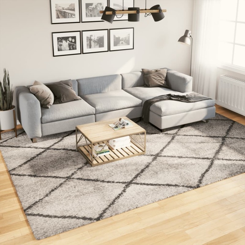 Tapis shaggy à poils longs moderne beige anthracite 240x340 cm Tapis shaggy à poils longs moderne beige anthracite 240x340 cm