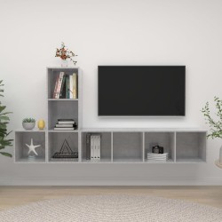 Ensemble de meuble TV 3 pcs Gris béton Bois d'ingénierie 