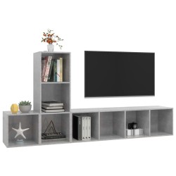 Ensemble de meuble TV 3 pcs Gris béton Bois d'ingénierie 
