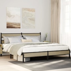 Cadre de lit en métal sans matelas chêne sonoma 193x203 cm 
