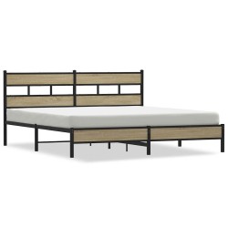 Cadre de lit en métal sans matelas chêne sonoma 193x203 cm 