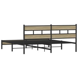 Cadre de lit en métal sans matelas chêne sonoma 193x203 cm 