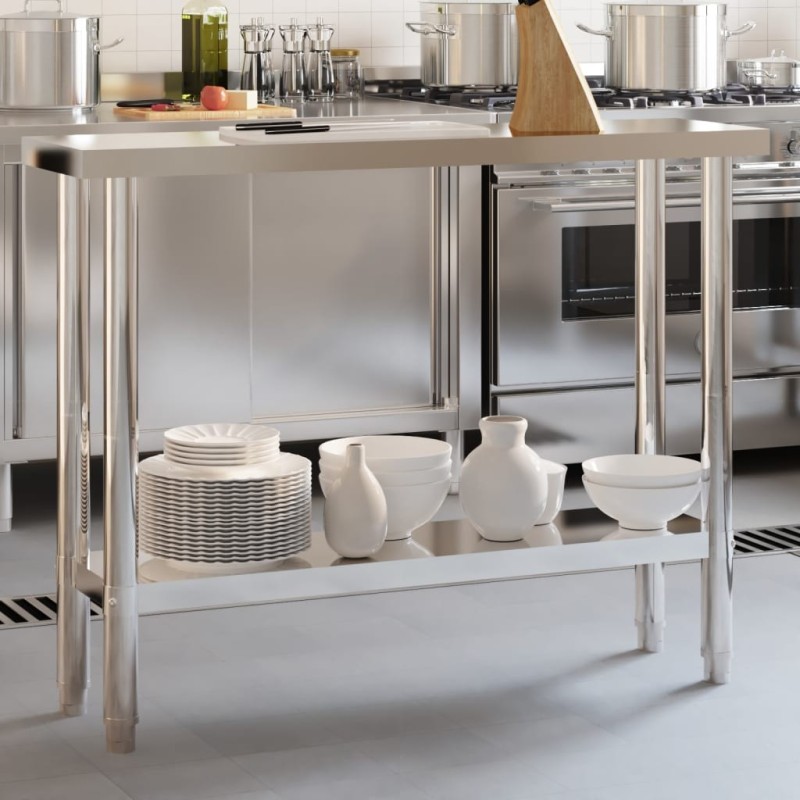 Table de travail de cuisine 110x30x85 cm acier inoxydable Table de travail de cuisine 110x30x85 cm acier inoxydable