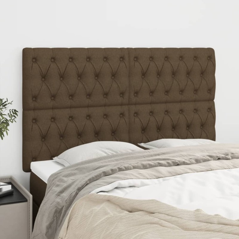 Têtes de lit 4 pcs Marron Foncé 80x7x78/88 cm Tissu 