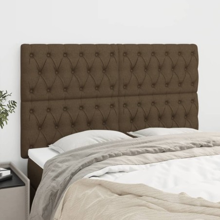 Têtes de lit 4 pcs Marron Foncé 80x7x78/88 cm Tissu 