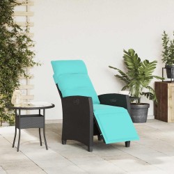 Chaise de jardin inclinable avec table d'appoint noir polyrotin 