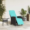 Chaise de jardin inclinable avec table d'appoint noir polyrotin 