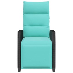 Chaise de jardin inclinable avec table d'appoint noir polyrotin 