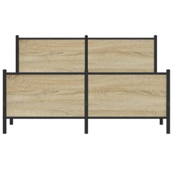 Cadre de lit en métal sans matelas chêne sonoma 150x200 cm 