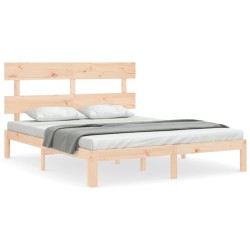 Cadre de lit sans matelas bois de pin massif 