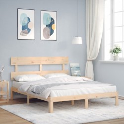 Cadre de lit sans matelas bois de pin massif 