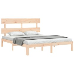 Cadre de lit sans matelas bois de pin massif 