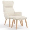 Chaise de relaxation avec tabouret Blanc crème Velours 