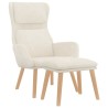 Chaise de relaxation avec tabouret Blanc crème Velours 