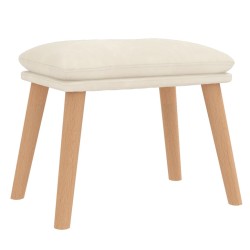 Chaise de relaxation avec tabouret Blanc crème Velours 