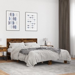 Cadre de lit sans matelas chêne fumé 135x190 cm 