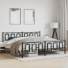 Cadre de lit métal sans matelas avec pied de lit noir 193x203cm 