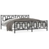 Cadre de lit métal sans matelas avec pied de lit noir 193x203cm 