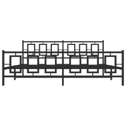 Cadre de lit métal sans matelas avec pied de lit noir 193x203cm 