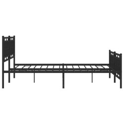 Cadre de lit métal sans matelas avec pied de lit noir 193x203cm 