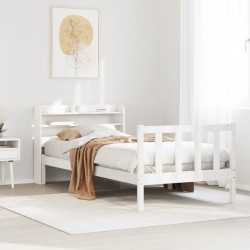 Cadre de lit sans matelas blanc 90x190 cm bois de pin massif 