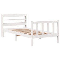 Cadre de lit sans matelas blanc 90x190 cm bois de pin massif 