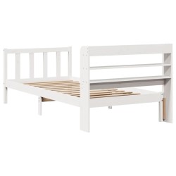 Cadre de lit sans matelas blanc 90x190 cm bois de pin massif 