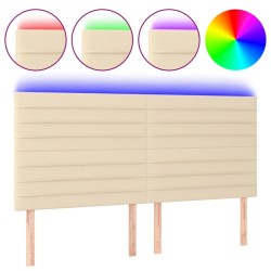 Tête de lit à LED Crème 160x5x118/128 cm Tissu 