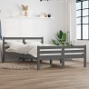 Cadre de lit sans matelas gris bois massif 150x200 cm 