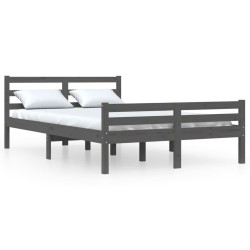 Cadre de lit sans matelas gris bois massif 150x200 cm 