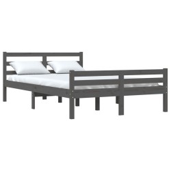 Cadre de lit sans matelas gris bois massif 150x200 cm 