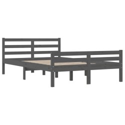 Cadre de lit sans matelas gris bois massif 150x200 cm 