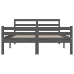 Cadre de lit sans matelas gris bois massif 150x200 cm 