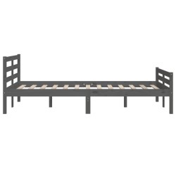 Cadre de lit sans matelas gris bois massif 150x200 cm 