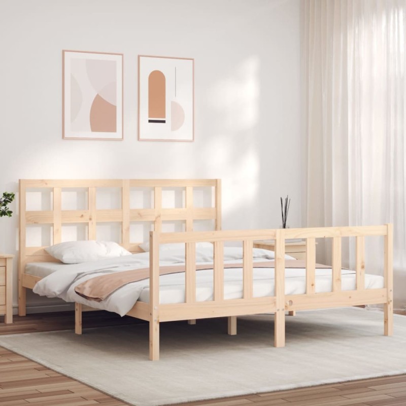 Cadre de lit sans matelas 160x200 cm bois massif de pin 