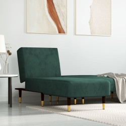 Chaise longue vert foncé velours 