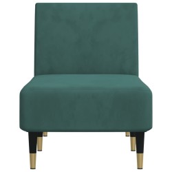 Chaise longue vert foncé velours 