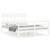 Cadre de lit sans matelas blanc bois de pin massif 