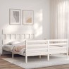 Cadre de lit sans matelas blanc bois de pin massif 