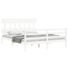 Cadre de lit sans matelas blanc bois de pin massif 