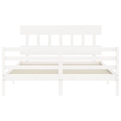 Cadre de lit sans matelas blanc bois de pin massif 