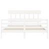 Cadre de lit sans matelas blanc bois de pin massif 