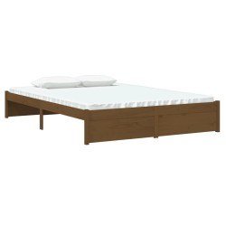 Cadre de lit sans matelas marron miel bois massif 140x200 cm 